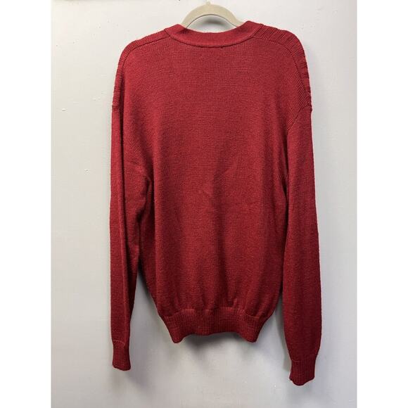 Vtg Reed St. James Cardigan Mens XL Burgundy USA Made Button Acrylic Grandpa - Picture 2 of 6